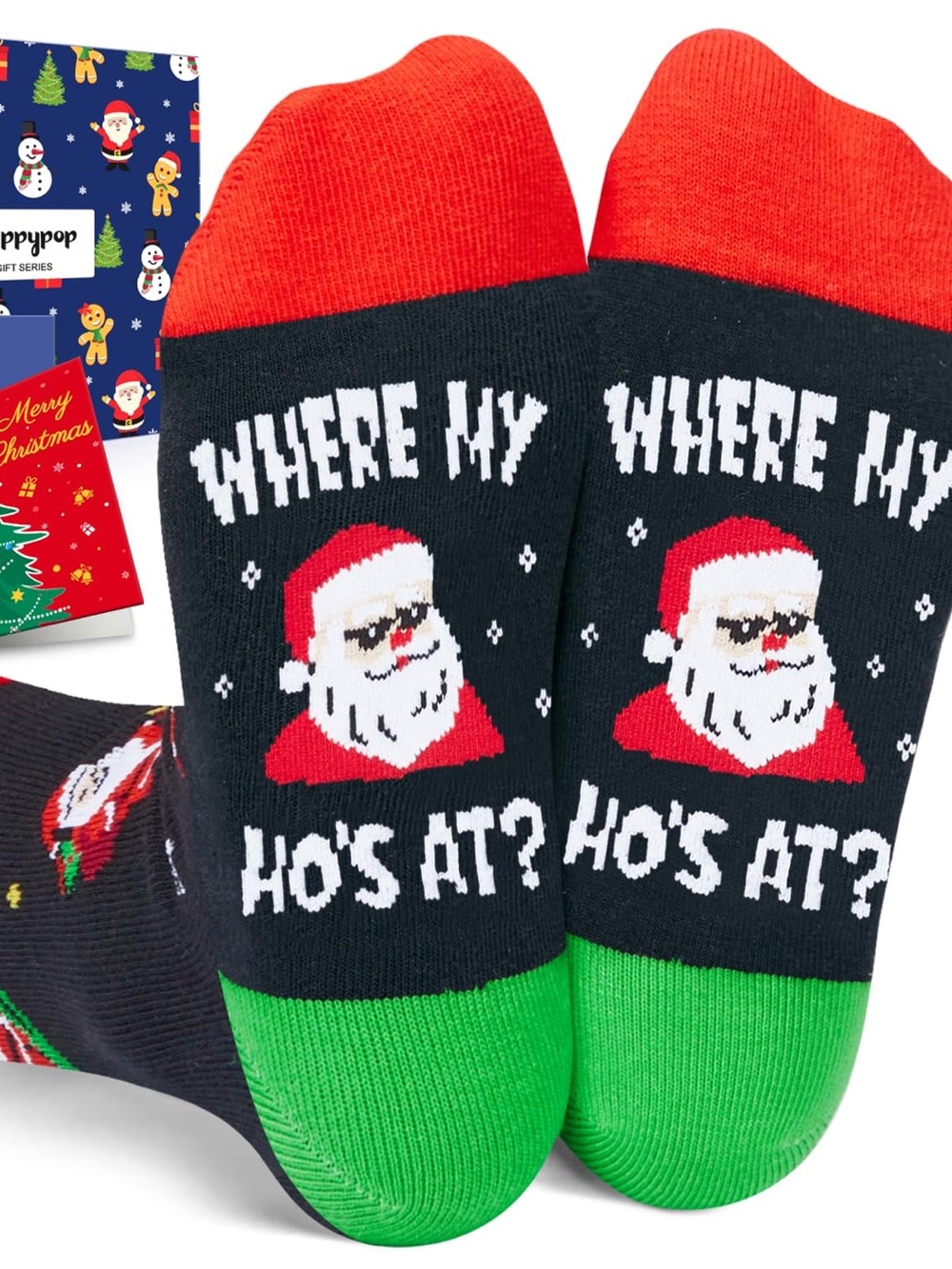 NWT Kids Santa Christmas Socks Gift Box XL 10-12Y Funny Holiday Socks